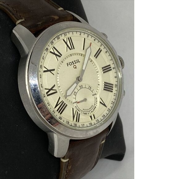 Fosssil FTW1118 Men's Brown Leather Beige Analog Dial Hybrid Smartwatch XX640 - Picture 5 of 12